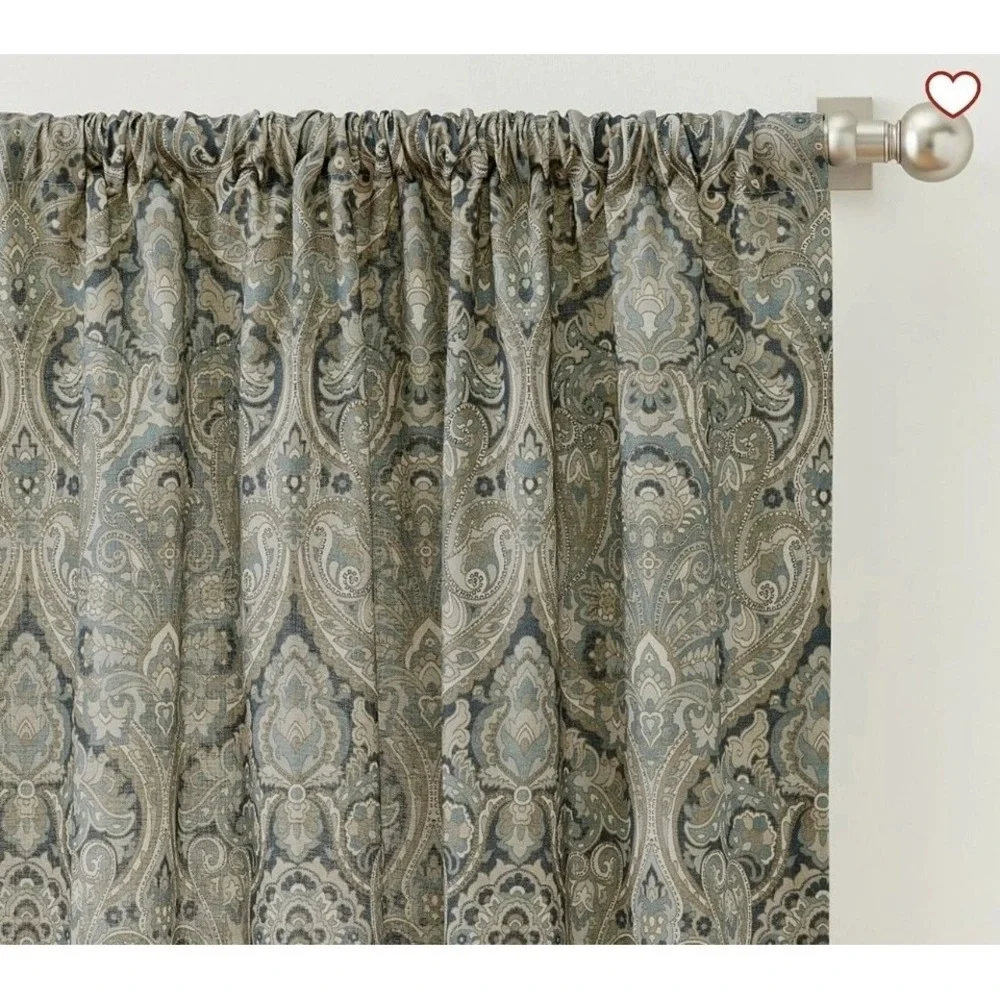 Pottery Barn Mackenna Drapes Set 2 Blue 50x‎ 84 Curtains Medallion Paisley New